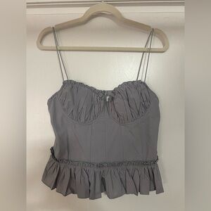 En Saison Light Gray Ruched Top